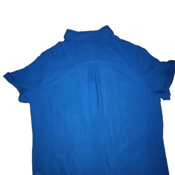 Halogen blue button front sheer collared top sz L - Picture 4 of 11